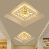 Modern Clear Floral Crystal Led Flush Mount Ceiling Light For Passage