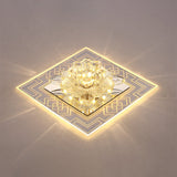 Modern Clear Floral Crystal Led Flush Mount Ceiling Light For Passage / Warm