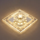 Contemporary Ribbed Crystal Clear Led Flush Mount Ceiling Light With Flared Design / Warm