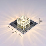 Modern Crystal Led Ceiling Light With Square Shade For Corridors Black / 5.5 Warm