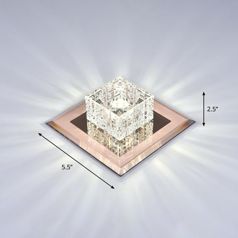 Modern Crystal Led Ceiling Light With Square Shade For Corridors Tan / 5.5 White