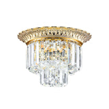 2-Tier Minimalist Crystal Flush Light With Led Golden Indoor Ceiling Lighting 14/16 Diameter