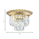 2-Tier Minimalist Crystal Flush Light With Led Golden Indoor Ceiling Lighting 14/16 Diameter