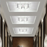 Contemporary Crystal Block Led Flush Mount Ceiling Light With Clear Corridor Illumination