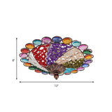 12’/16’ Colonial Flared Ceiling Lamp: Multi Colored Plexiglass 3-Light Weathered Copper Finish
