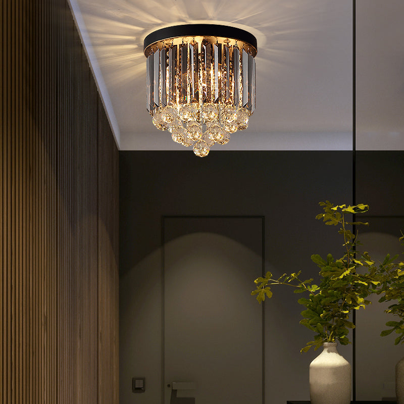Minimalist Crystal Flushmount Lighting - Black Cylindrical Corridor Ceiling Flush Light (10/12/16)