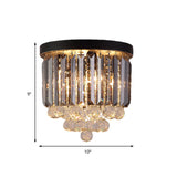 Minimalist Crystal Flushmount Lighting - Black Cylindrical Corridor Ceiling Flush Light (10/12/16)