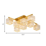 Modern Black/Gold Cubic Flush Mount Crystal Ceiling Lighting - 4/6/8 Lights For A Stylish Living