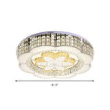 23.5/31.5 Wide Crystal Flush Light Led Ceiling Fixture - Simple Flower Design In Chrome Ideal For