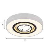 Minimalistic Acrylic Flush Mount Led Ceiling Light For White Bedroom With Crystal Drops & Choice Of