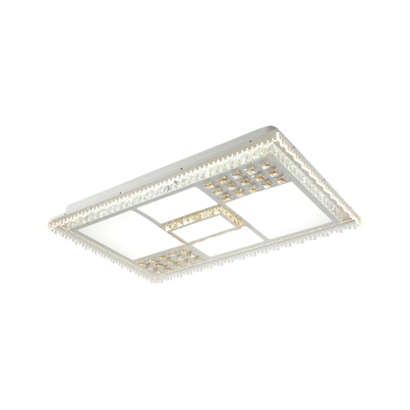 Contemporary Crystal Led Ceiling Light Fixture For Living Room - White Flushmount