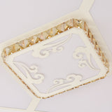 Minimal Led White Flush Mount Ceiling Light For Living Room - Crystal Square/Rectangular Lamp