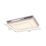 Modern Chrome Led Crystal Ceiling Light Fixture With Elegant Rectangle/Round Pattern