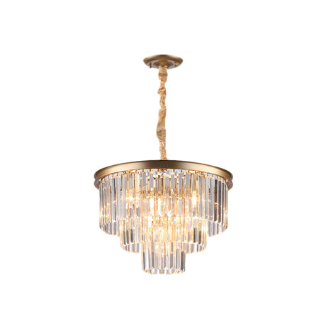 Minimalist Black/Gold Adjustable Crystal Pendant Chandelier - 6/9/15 Lights 19.5/23.5/31.5 Width