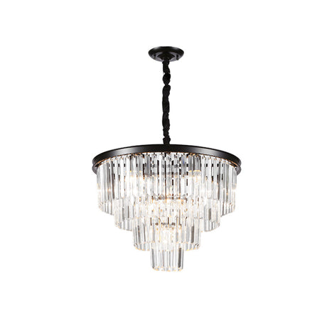 Minimalist Black/Gold Adjustable Crystal Pendant Chandelier - 6/9/15 Lights 19.5/23.5/31.5 Width