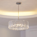 Round Crystal Pendant Light Fixture - Simplicity 5/6 Lights Chrome Chandelier / 19.5