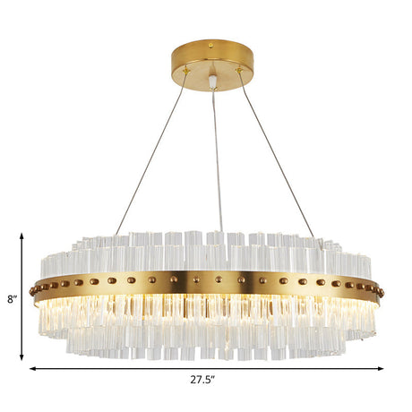 Modern Gold Chandelier With Dual-Layered Glass Shade - Led Living Room Ceiling Pendant Light