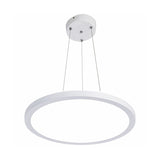 Contemporary White Led Office Pendant Light: Round Acrylic Chandelier