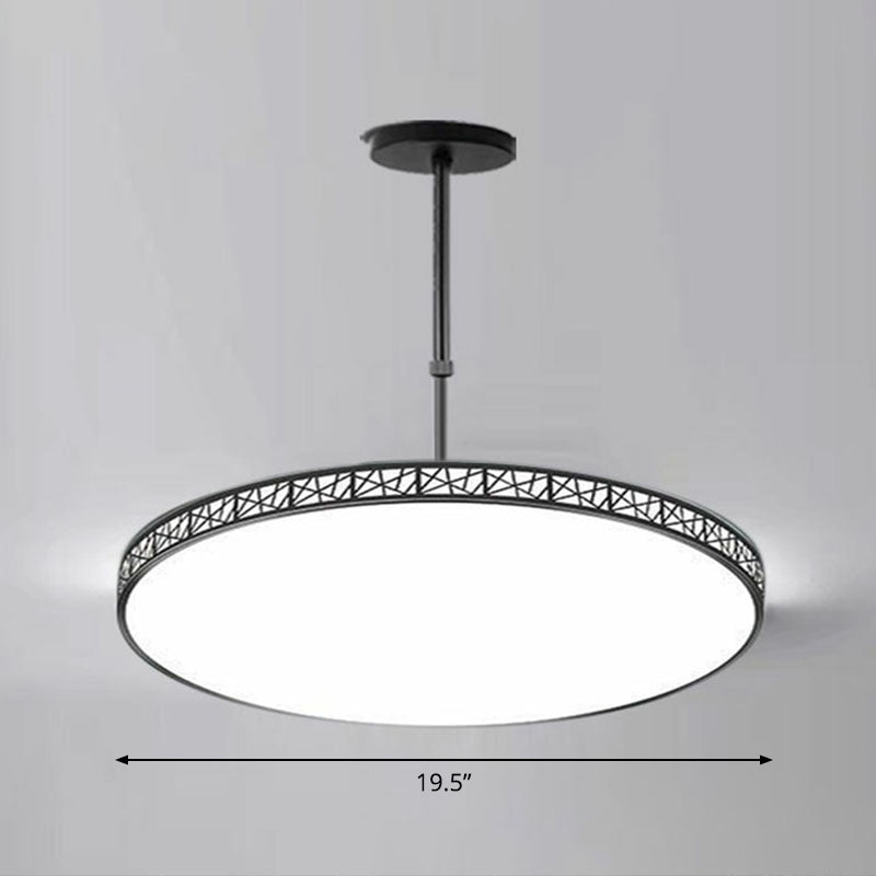 Modern Metallic Hollow-Carved Led Chandelier For Conference Room Lighting Black / 19.5 White