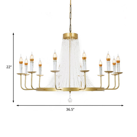 Modern Crystal Chandelier Pendant With Tassels - 5/8/12 Lights Brass Ceiling Lamp