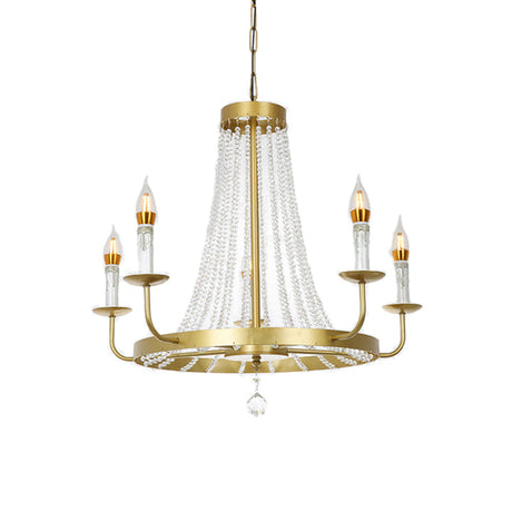 Modern Crystal Chandelier Pendant With Tassels - 5/8/12 Lights Brass Ceiling Lamp