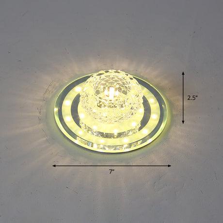 Geometric Passage Led Flush Mount Crystal Block Ceiling Light Clear / Warm Round