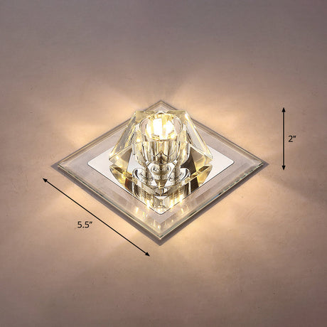 Modern Gemstone Ceiling Light With Crystal Accents And Led Lighting For Corridors Clear / Warm