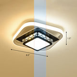 Acrylic Led Flush Ceiling Light: Square Nordic Style With Crystal Accent Ideal For Entryways Black /