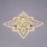 Modern Crystal Led Flower Flushmount Ceiling Light With Warm Glow For Hallway Clear /