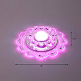 Crystal Clear Led Flush Mount Ceiling Light For Foyer - Blossom Simplicity / Purple