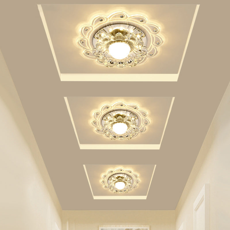 Crystal Clear Led Flush Mount Ceiling Light For Foyer - Blossom Simplicity