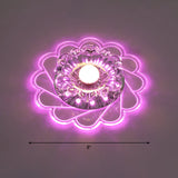 Modern Crystal Led Flush Ceiling Light For Hallway - Clear Floral Mount Fixture / Purple