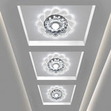 Modern Crystal Led Flush Ceiling Light For Hallway - Clear Floral Mount Fixture