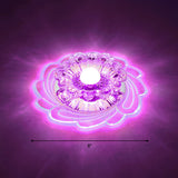 Floral Shade Crystal Led Flush Mount Lighting For Entryway - Minimalist Design Clear / Purple