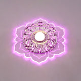 Modern Clear Led Flush Ceiling Light For Foyer - Blossom Shade Crystal / Purple