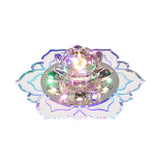 Modern Crystal Led Flush Mount Ceiling Light For Hallway - Clear Blossom Design