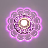 Led Crystal Corridor Ceiling Light - Flower Shade Flush Mount Clear / Pink