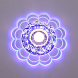 Led Crystal Corridor Ceiling Light - Flower Shade Flush Mount Clear / Blue