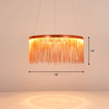 Modern Fringed Round Ceiling Pendant Light For Living Room Rose Gold / 16