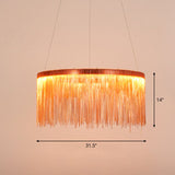 Modern Fringed Round Ceiling Pendant Light For Living Room Rose Gold / 31.5