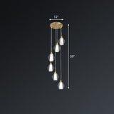 Gold Nordic Suspended Ceiling Light With Clear Handblown Glass Shade For Staircase