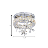 Contemporary Crystal Led Ceiling Light - Chrome Flush Mount In 3 Sizes
