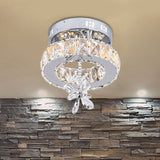 Contemporary Crystal Led Ceiling Light - Chrome Flush Mount In 3 Sizes
