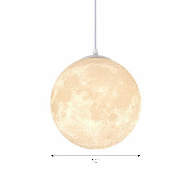 Metal Artistic Led Moon Restaurant Suspension Lamp In White / 10