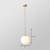 Globe Pendant Lighting Cream Glass Simplicity Hanging Light In Gold - 1-Light Kitchen Fixture / 6