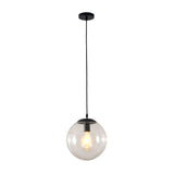 Black Glass Single-Bulb Pendant Light For Sphere Restaurant Ceiling Suspension