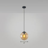 Black Glass Single-Bulb Pendant Light For Sphere Restaurant Ceiling Suspension / 6 Amber