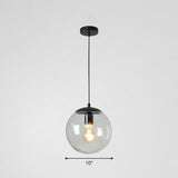 Minimalist Clear Glass Globe Pendant Light For Restaurants Black / 10 B