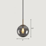 Contemporary Multi-Color Glass Ball Pendulum Pendant Light For Dining Table Smoke Gray