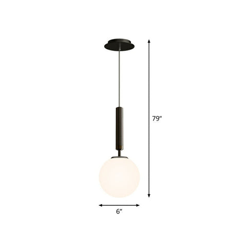 Post-Modern Glass Ball Pendant Light For Bedroom With 1 Bulb And Suspended Fixture Black / White